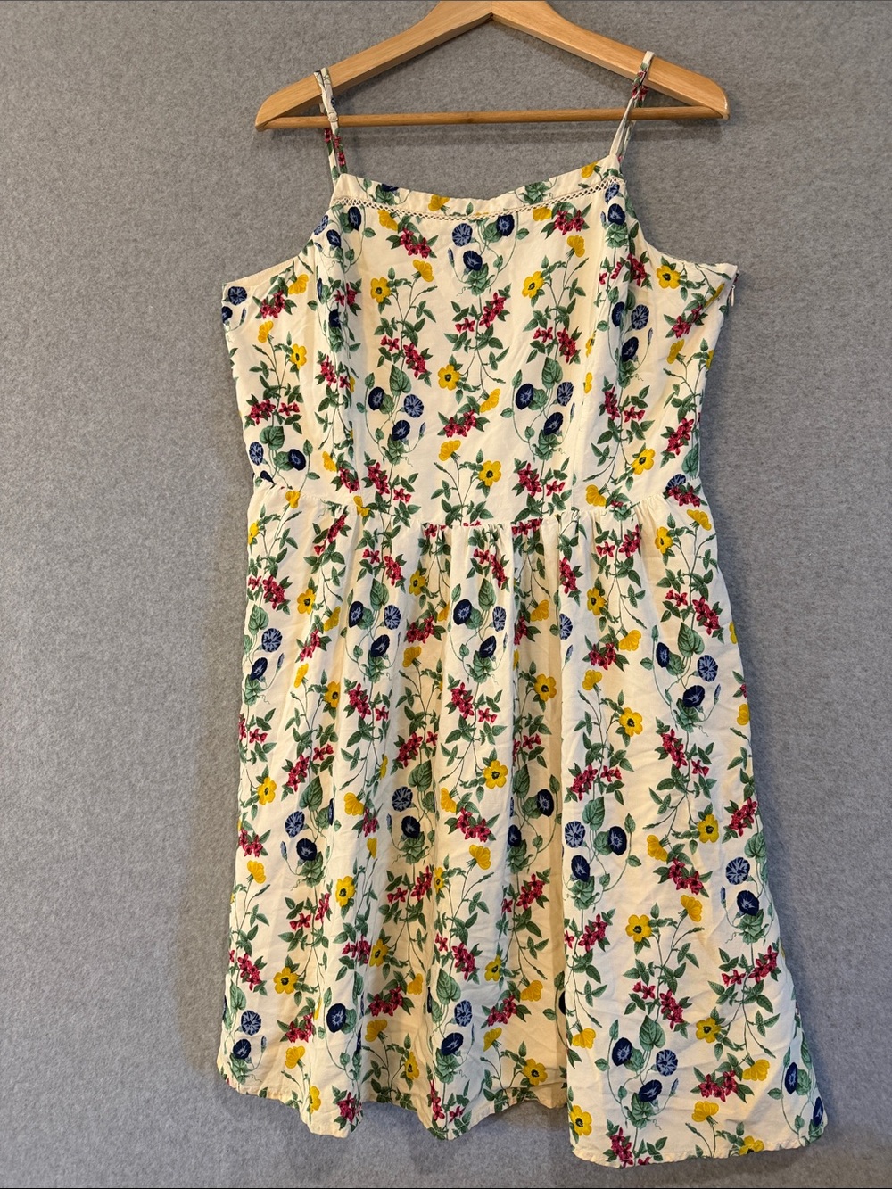 Old Navy Cream Floral Sundress with Yellow, Blue & Red Flowers